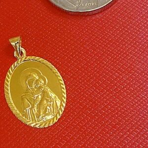 18k Saudi Gold Pendant with Religious Motif With Japan Chain